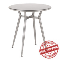 Lumisource DT-CLARARN SV Clara Industrial Round Dinette Table in Clear Brushed Silver Metal